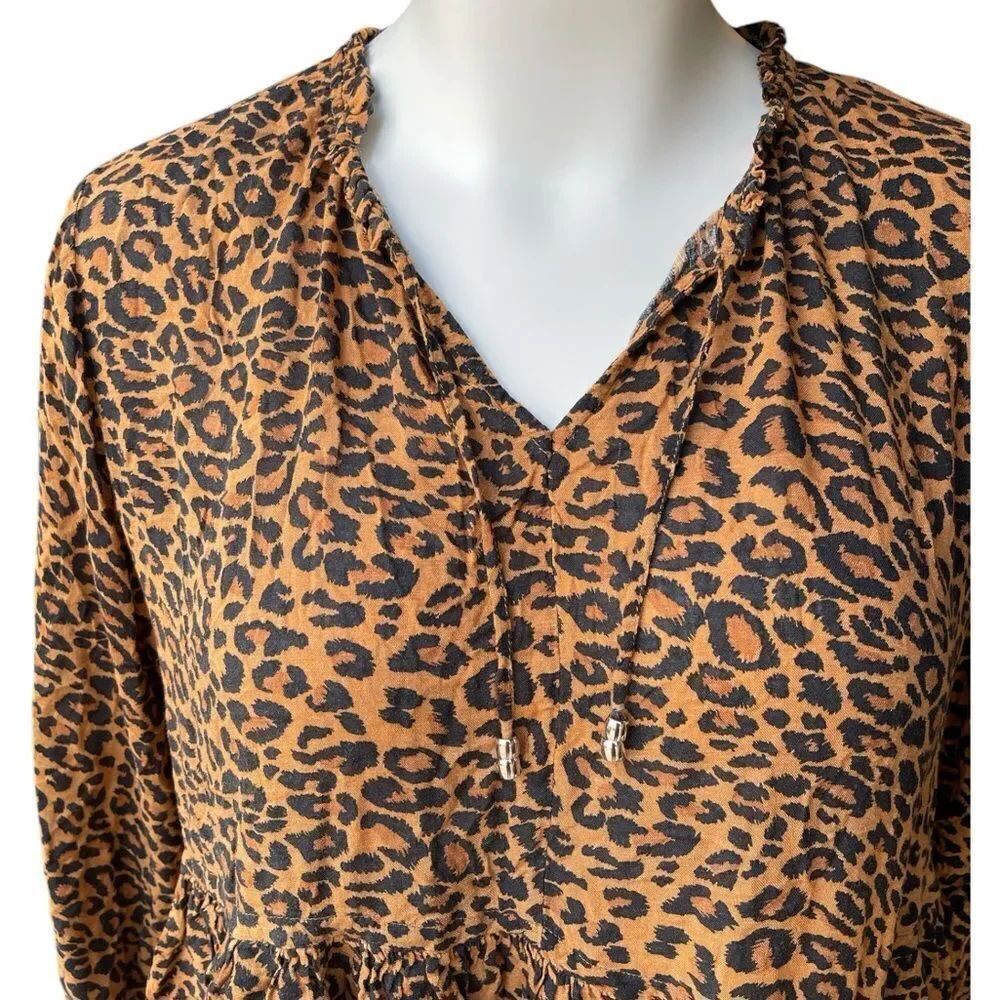 Time and Tru Leopard Print Ruffle Blouse - Picture 2 of 5